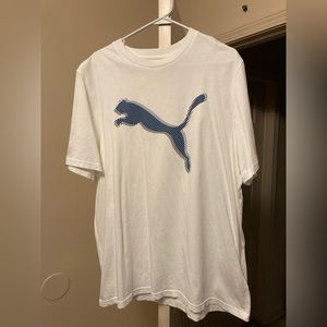 New Puma SE White XL T-Shirt with Blue and Grey Puma Logo